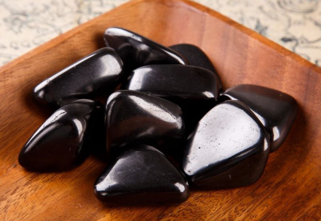 Polished shungite tumbled stones